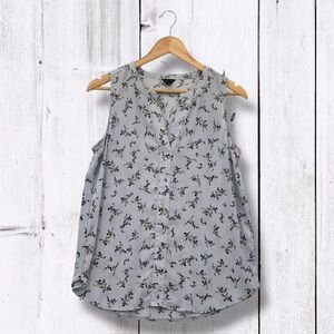 Ann Taylor Blue Floral Flowy Sleeveless Top M